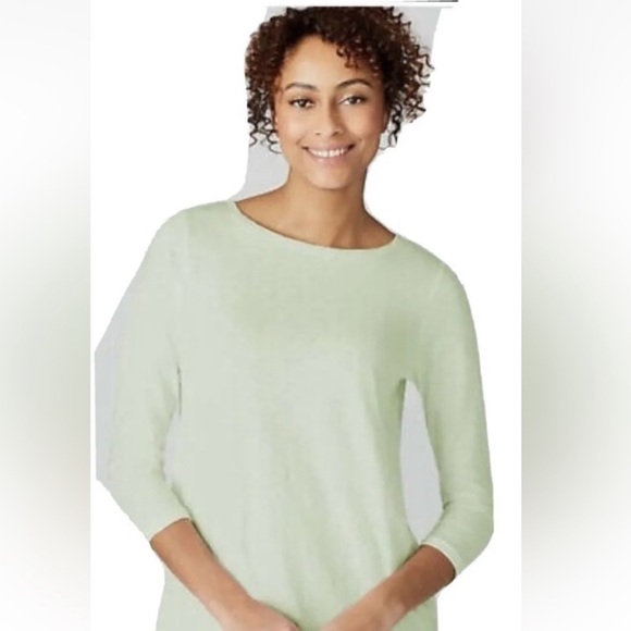 J. Jill Pure Jill Honeydew 3/4 sleeve boat neck tunic top size large - Picture 1 of 6
